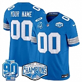 Men & Women & Youth Detroit Lions Active Player Custom Blue 2024 NFC North Champions 90th Anniversary Patch F.U.S.E. Vapor Limited Stitched Jersey,baseball caps,new era cap wholesale,wholesale hats
